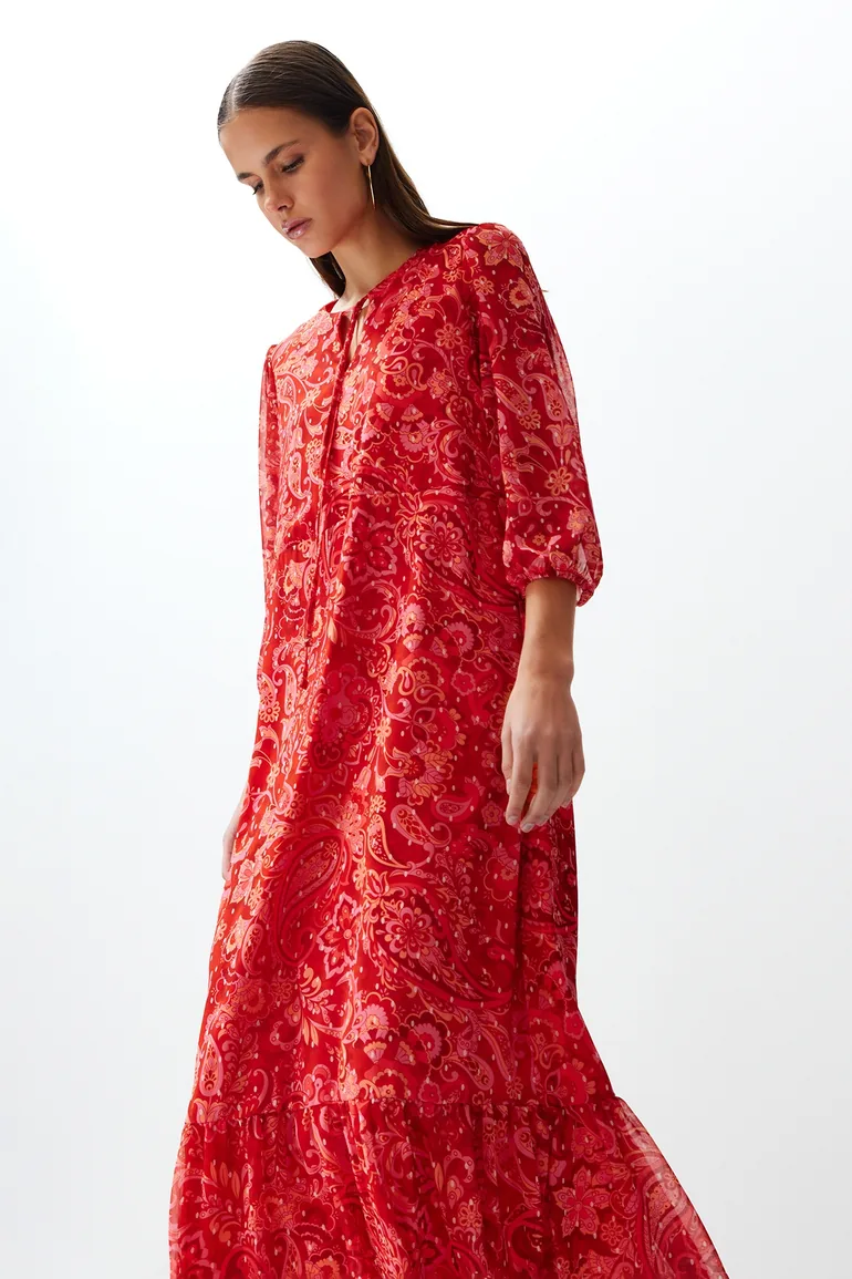 Pink Woven Midaxi Dress - 2