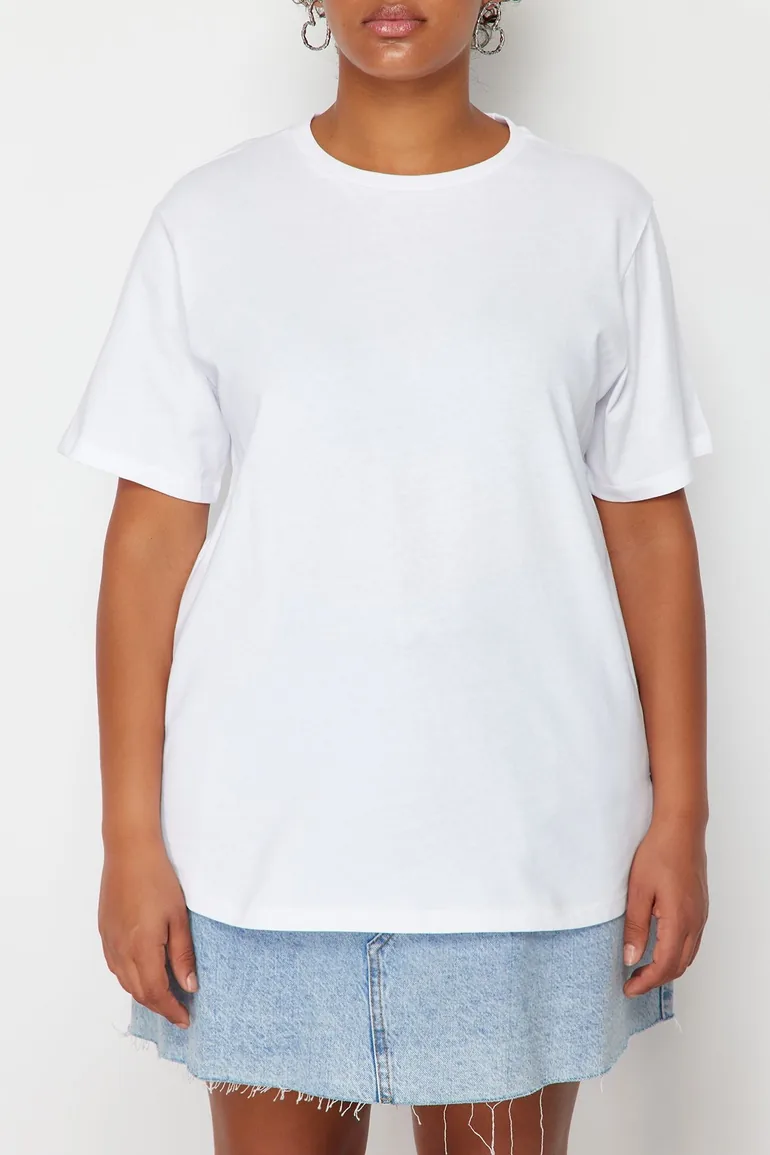 White Button Detailed Knitted T-shirt - 3