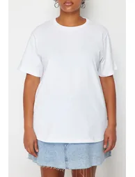 White Button Detailed Knitted T-shirt - 3