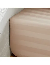 Victor Striped 100% Washed Cotton Satin 300 Thread Count Fitted Sheet - 1