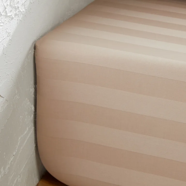 Victor Striped 100% Washed Cotton Satin 300 Thread Count Fitted Sheet - 3