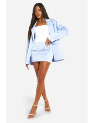 Satin Longline Blazer - baby blue - 2