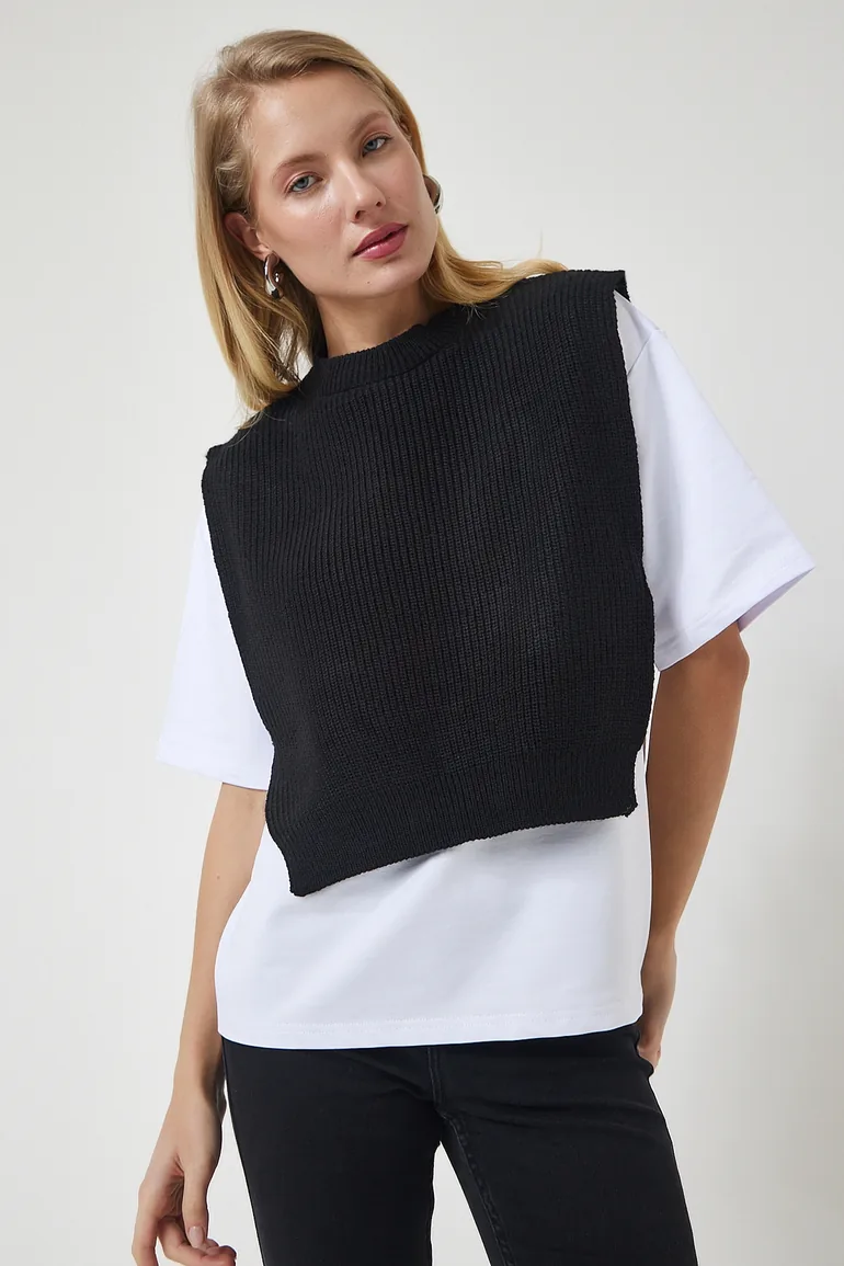 Women's Black Sweater Knitted T-Shirt