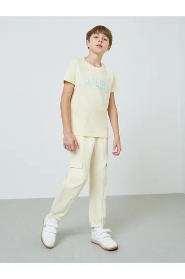 Teen Boys Solid Cargo Joggers with Drawstring