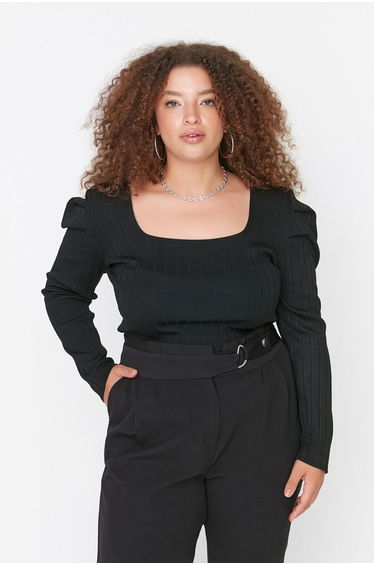 Black Knitwear Blouse