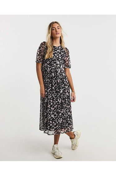 Mono Print Mesh Dress
