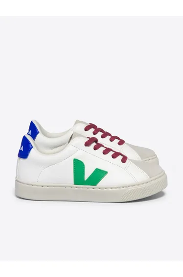 حذاء رياضي أطفال جلد برباط - أبيض