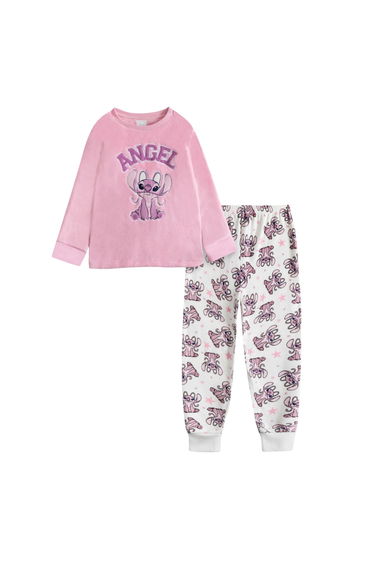 Lilo & Stitch Girls Angel Long-Sleeved Long Pyjama Set - Pink