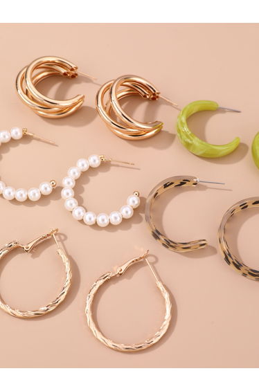 Set of 5 - Assorted Chic Hoop Earrings