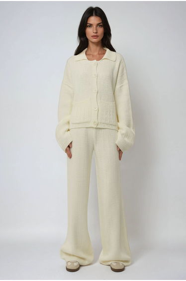 Textured Wide Leg Knit Pants