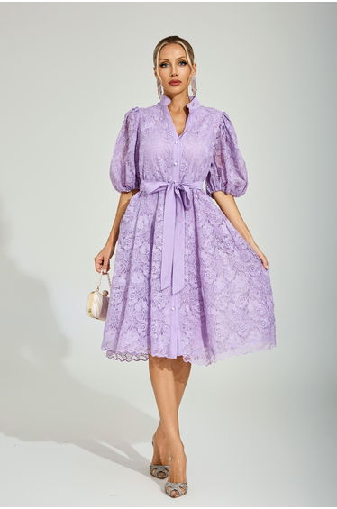 Malachi Purple Lace Midi Dress