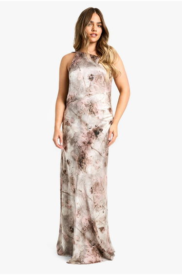 Petite Cowl Back Abstract Maxi Dress