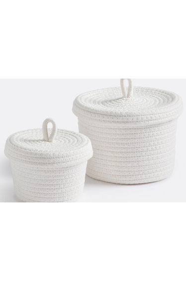 Set of 2 Cotton Baskets with Lid, Kesia
