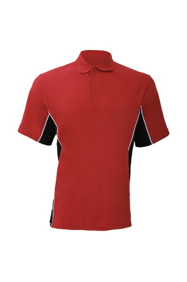 Gamegear® Mens Track Pique Short Sleeve Polo Shirt Top - Red/Black/White