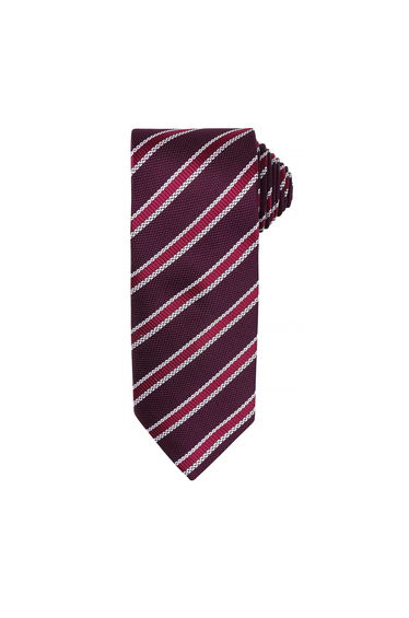 Premier Mens Waffle Stripe Formal Business Tie - Burgundy/Aubergine