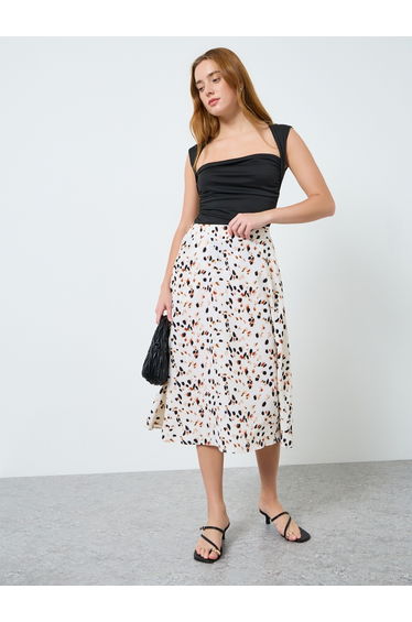 Women Graphic Printed Pocket Detail Midi Skirt