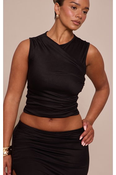 Shape Black Wrap Across Sleeveless Top