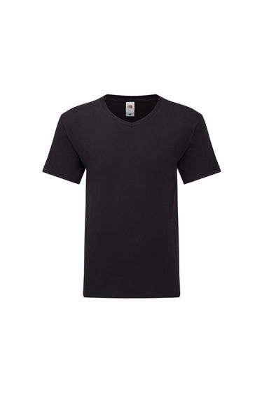 Fruit Of The Loom Mens Iconic 150 V Neck T-Shirt - Black