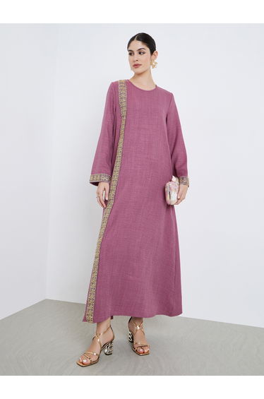 Women Pink Lace Panel A-Line Jalabiya