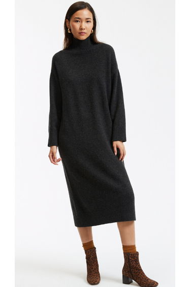 Midaxi Shift Dress with Long Sleeves