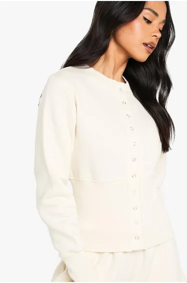 Deep Hem Popper Bomber Sweatshirt Tracksuit