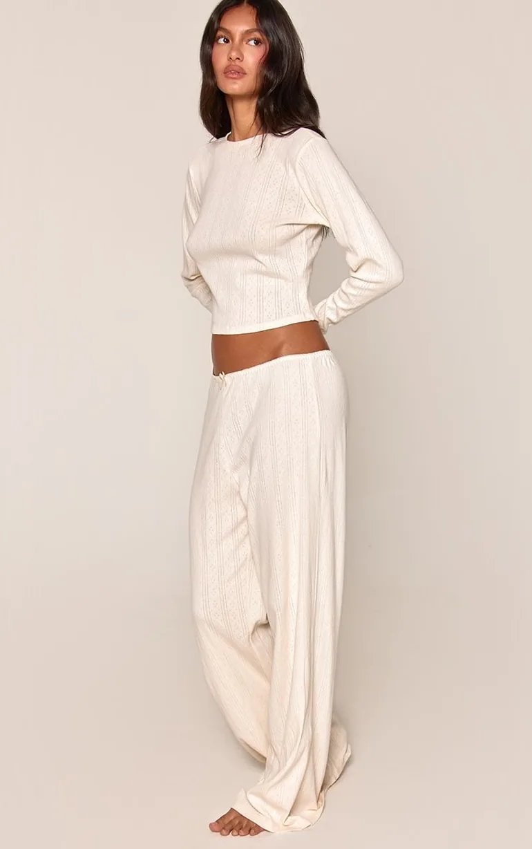 Buttercream Pointelle Pyjama Trousers - 1