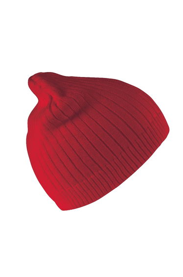 Result Unisex Double Knit Heavy Cotton Winter Beanie Hat - Red