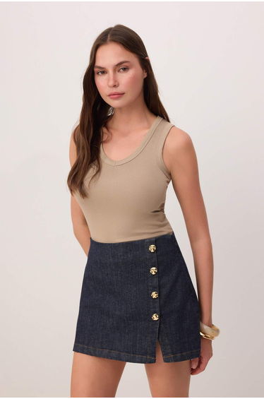 Mink Fitted/Sleeveless Stretch Knitted Undershirt