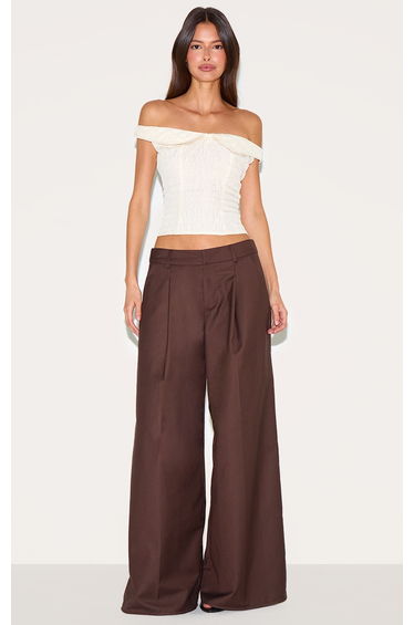 Almond Peach Skin Bardot Long Top