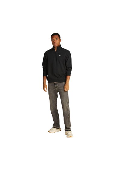 Tommy Jeans Mens Flag Quarter Zip Sweatshirt - Black