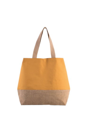 Kimood Canvas And Jute Shopper Bag - Cumin Yellow/Natural