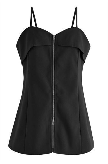 Exposed Zipper Cami Top in Black