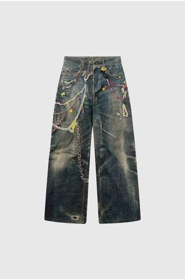 Ansley Chain Print Wide Jeans