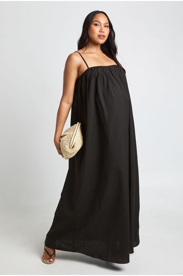 Maternity Volume Pocket Maxi Dress - black
