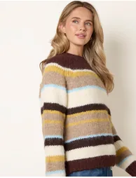 Striped Round Neck Knit Jumper - 2