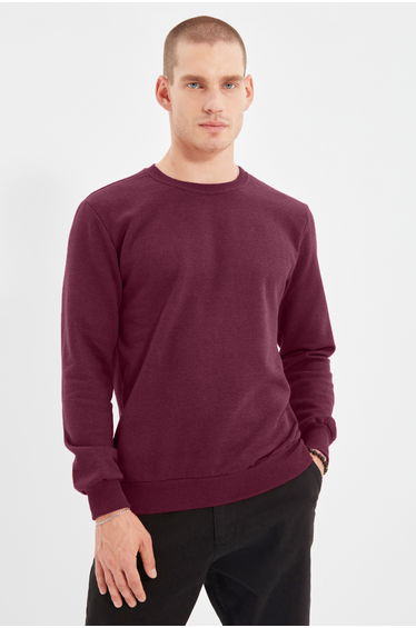 Claret Red Regular/Normal Cut Basic Sweatshirt