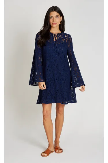 Navy Crochet Mini Dress