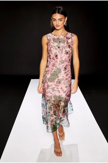 Runway 1.8.1.8 Sleeveless Organza Printed Column Dress