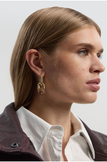 Chain Link Diamante Detail Drop Earrings