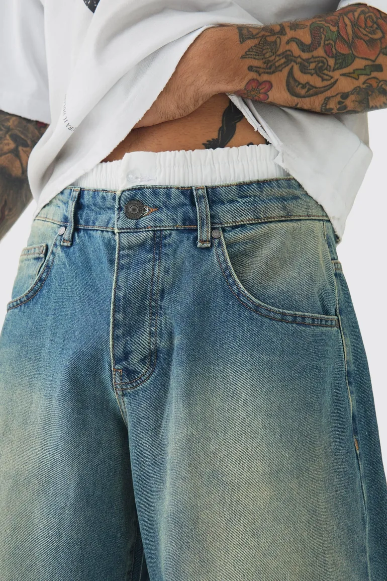 Extreme Baggy Rigid Tinted Wash Jeans - antique blue - 2