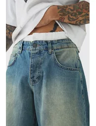 Extreme Baggy Rigid Tinted Wash Jeans - antique blue - 2