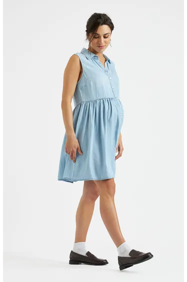 Bec Chambray Dress (Clean Blue)