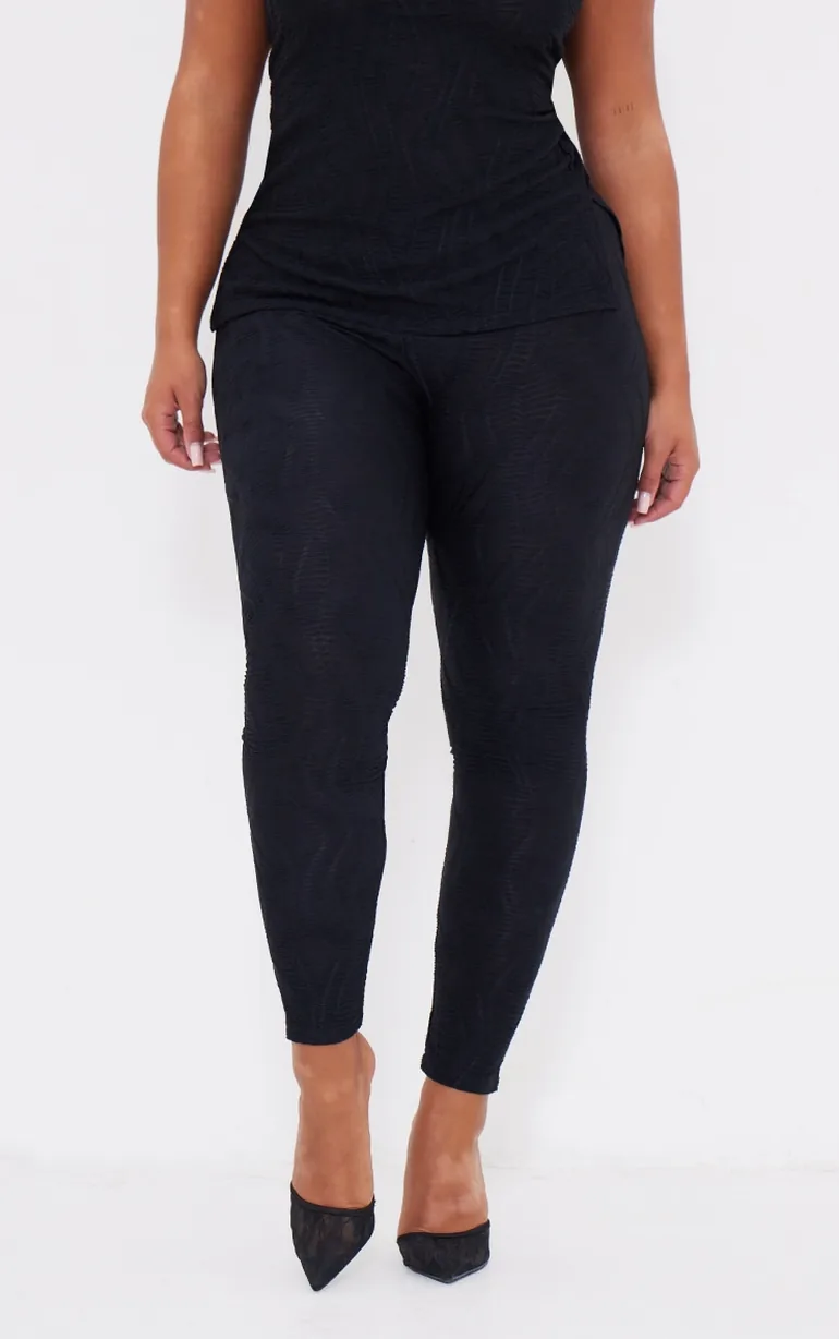 Shape Black Textured High Waisted Leggings - 1