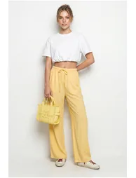 LUCCI Wide-leg Cotton Trousers With Drawstring Waist - 1