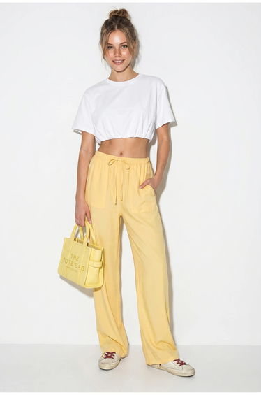 LUCCI Wide-leg Cotton Trousers With Drawstring Waist