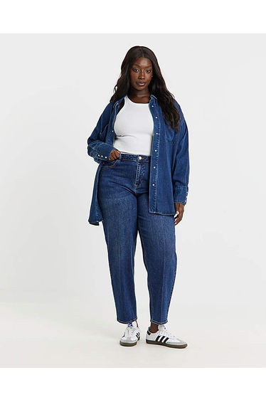 Mid Wash Smart Tapered Barrel Jean