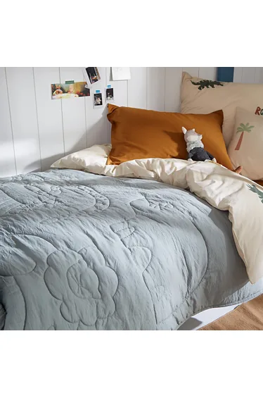 غطاء سرير مايكرو فايبر بتطريز بطبعة