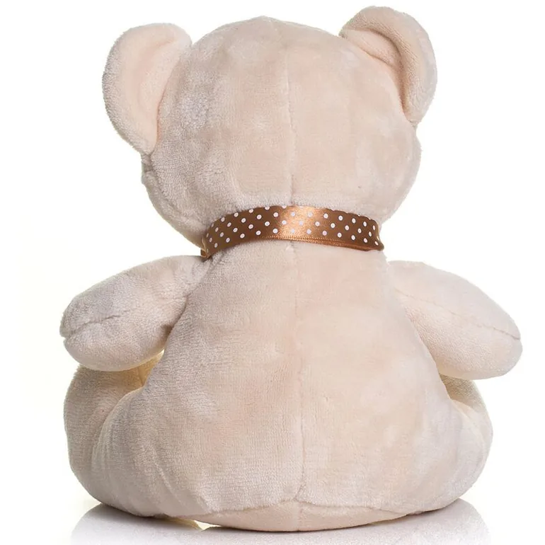 Mumbles Velvet Bear With Ribbon - Cream - 1