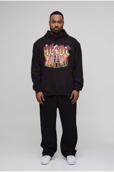 Plus Oversized ACDC Highway To Hell Print License Hoodie