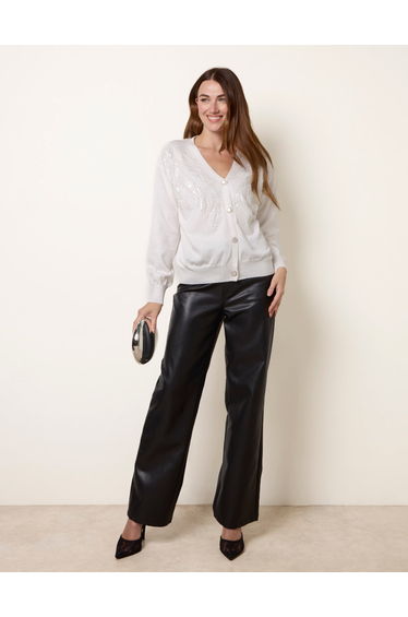 Pearl Button Embellished Front Cardigan